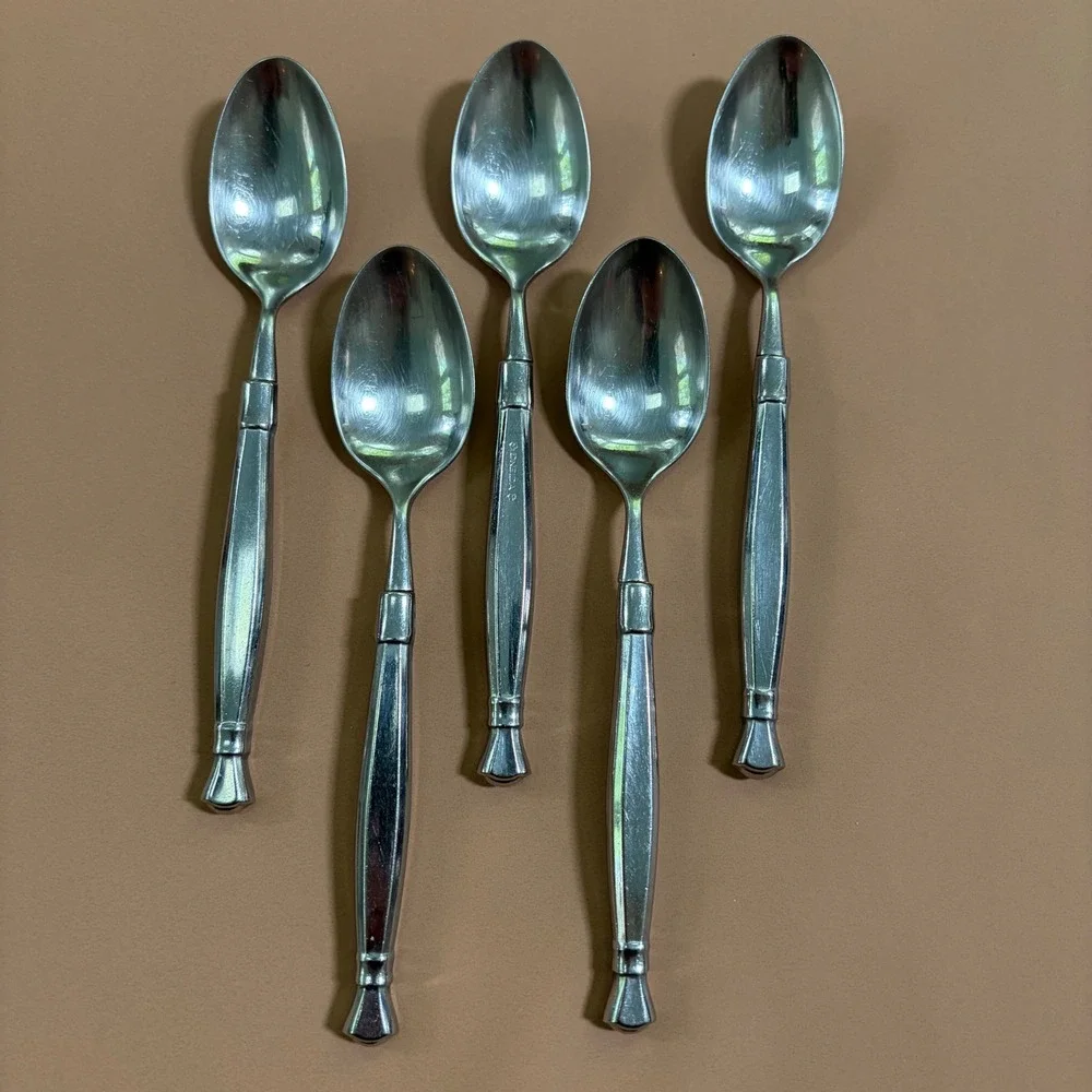 Oneida Act 1 Teaspoons Glossy Stainless Steel Cube Flatware Set of 5 Heirloom